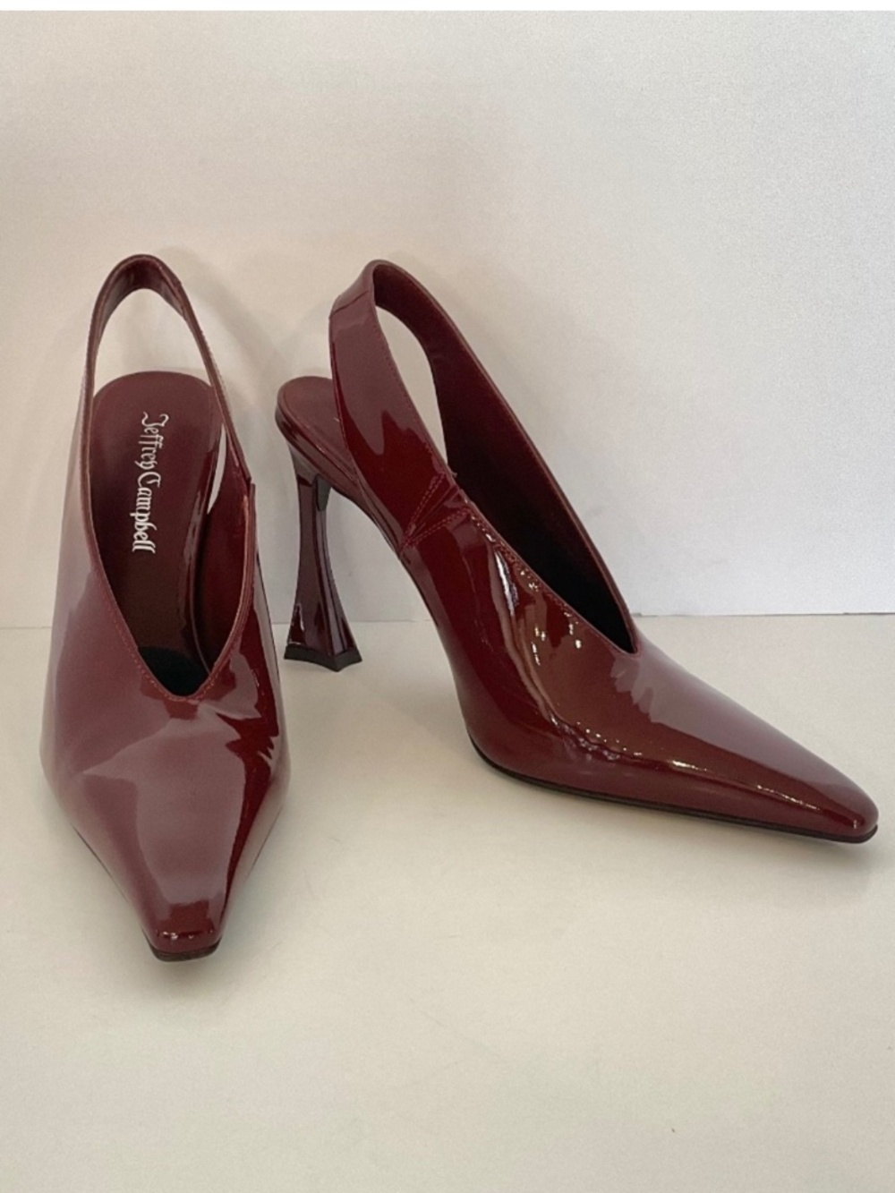 JEFFREY CAMPBELL Alimony Slingback Pump in Dark Wine Patent Size 7